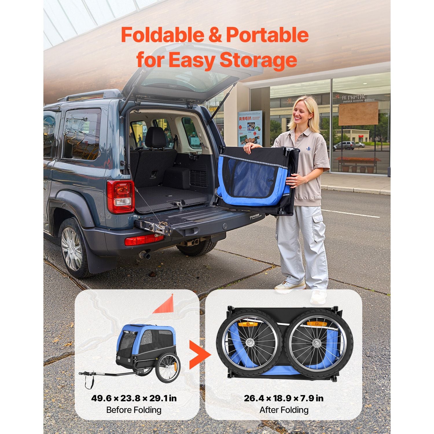 Dog Bike Trailer, Supports up to 66 Lbs, Pet Cart Bicycle Carrier