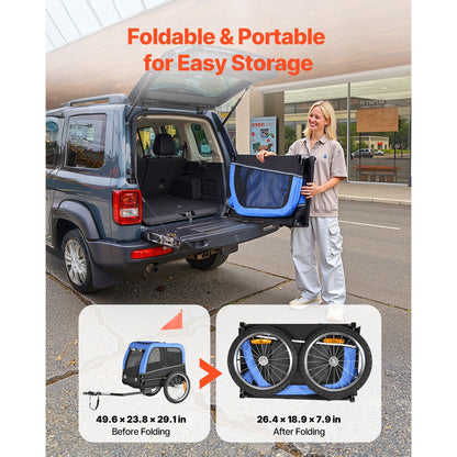 Dog Bike Trailer, Supports up to 66 Lbs, Pet Cart Bicycle Carrier