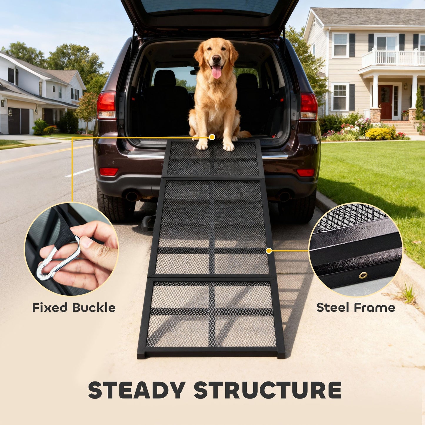 Dog Car Ramp, 75 Extra Long and Wide, Non-Slip Surface, Folding