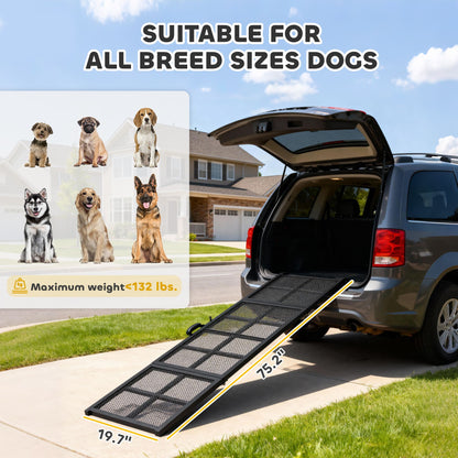 Dog Car Ramp, 75 Extra Long and Wide, Non-Slip Surface, Folding