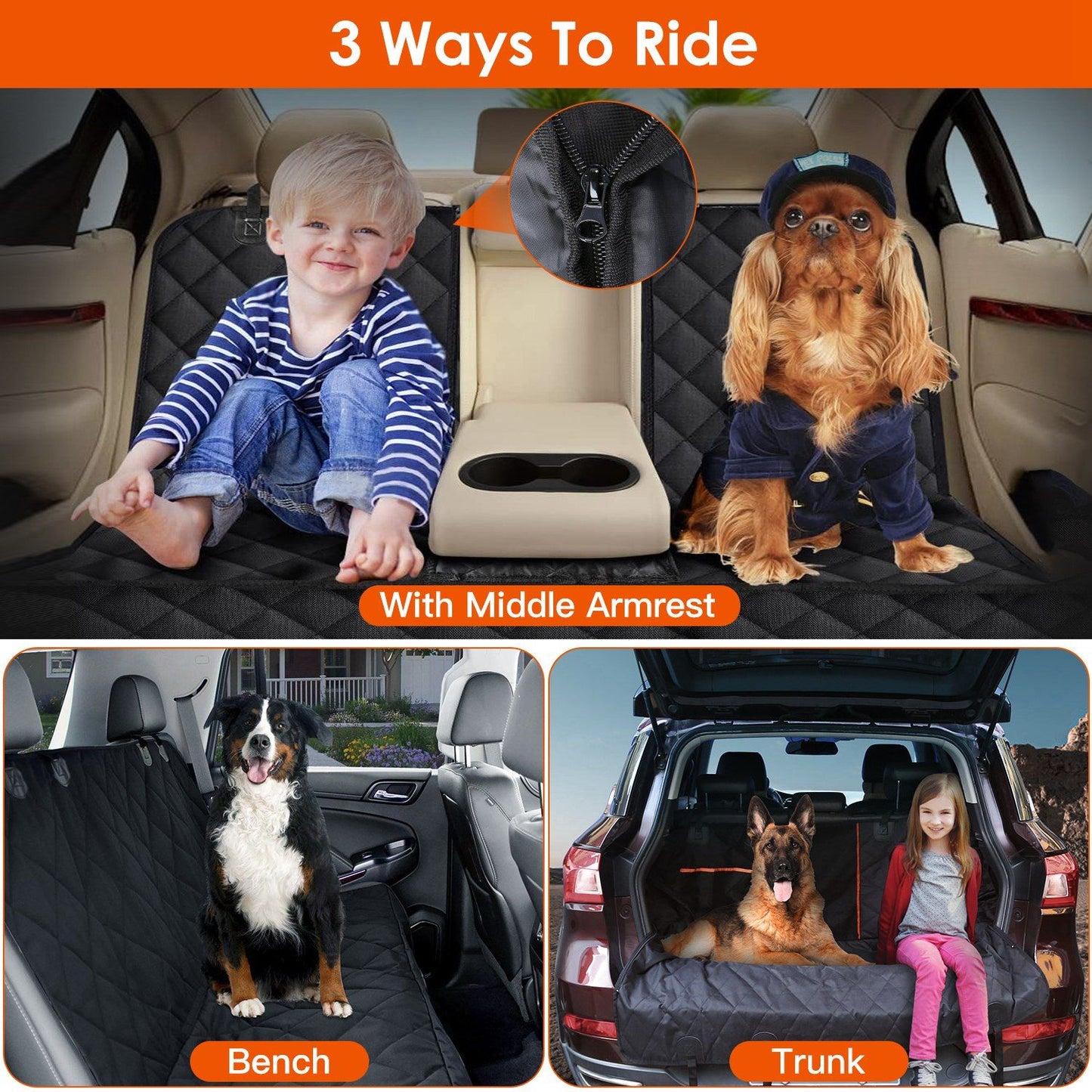 Dog Car Seat Cover, Back Seat Extender for Dogs,Dog Hammock for Car