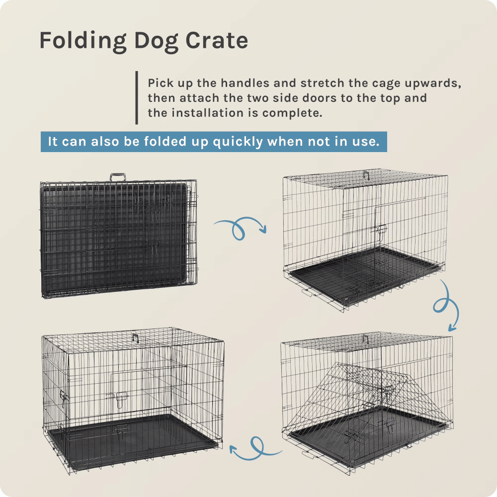 Dog Crate, 30 Inch Medium Folding Metal Wire Pet Single Door Dog