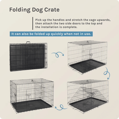 Dog Crate, 30 Inch Medium Folding Metal Wire Pet Single Door Dog