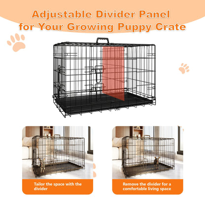 Dog Crate, 36 Inch Medium Dog Cage with Divider and Plastic