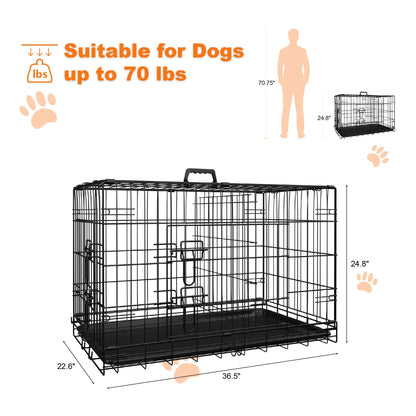 Dog Crate, 36 Inch Medium Dog Cage with Divider and Plastic