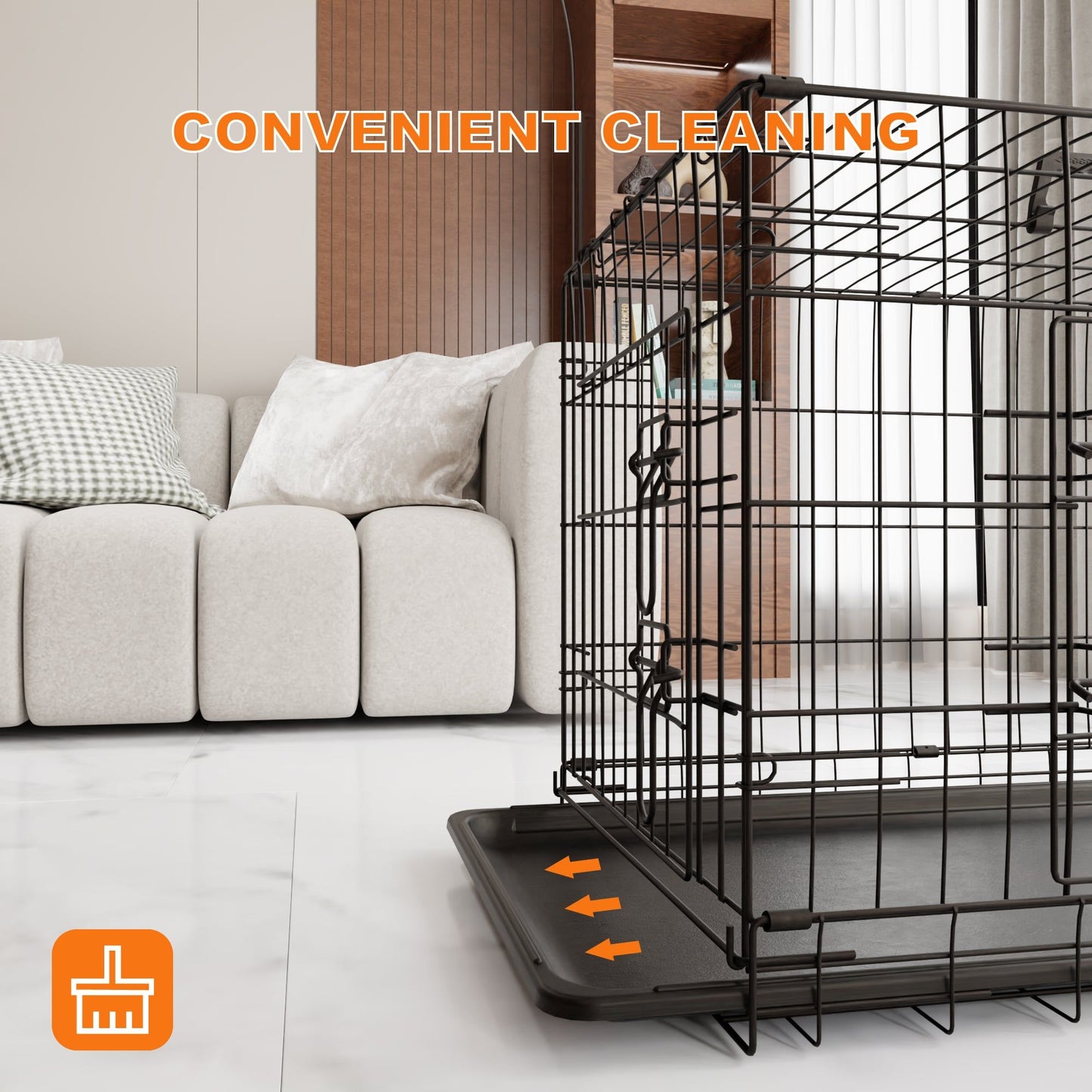 Dog Crate, 36 Inch Medium Dog Cage with Divider and Plastic