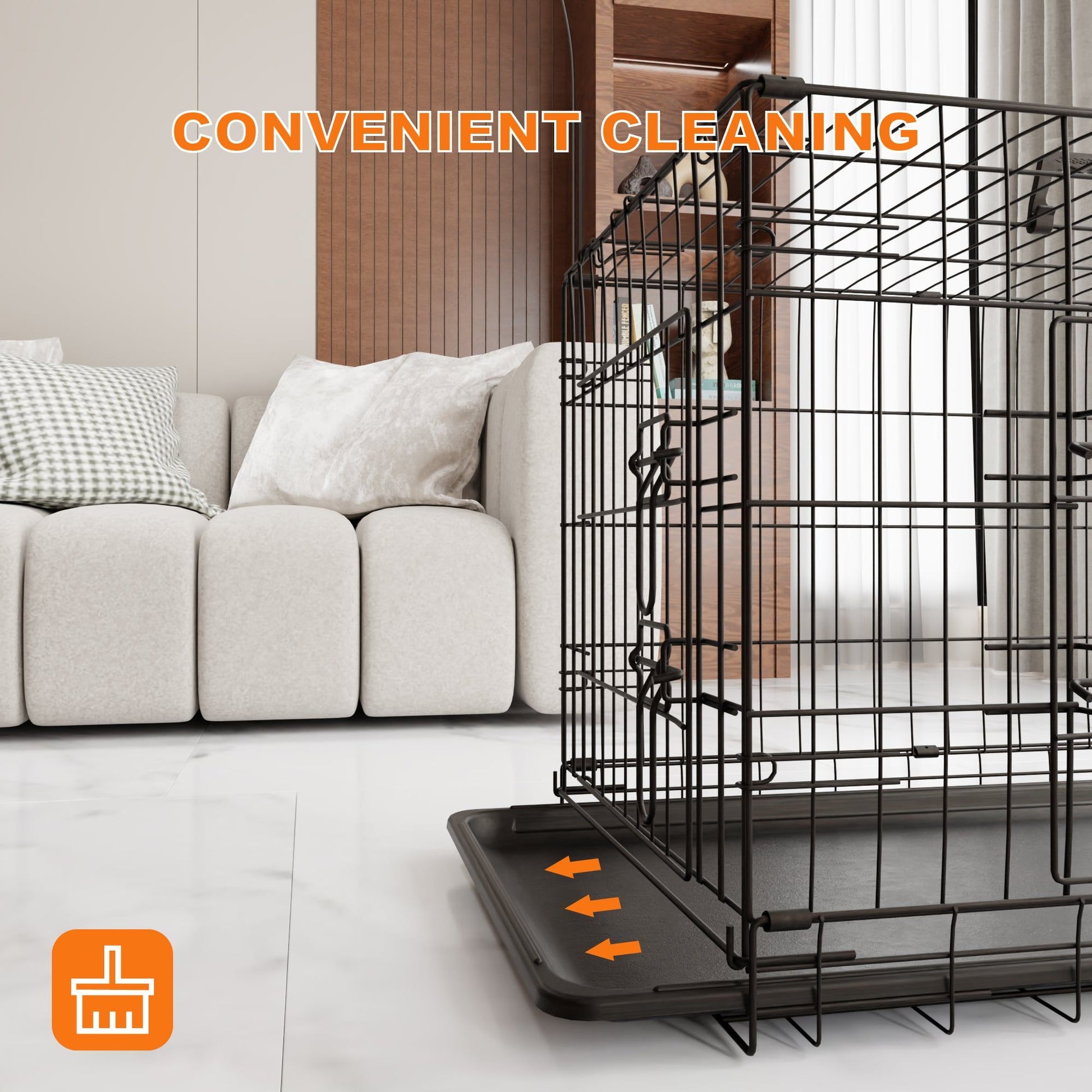 Dog Crate, 36 Inch Medium Dog Cage with Divider and Plastic