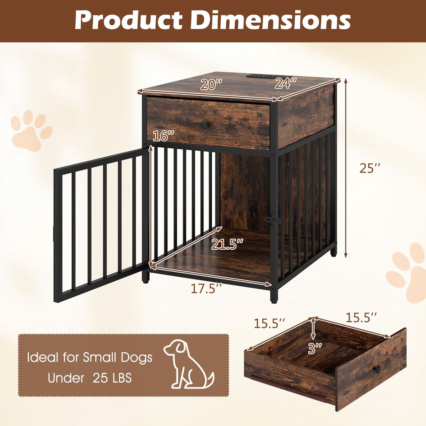 Dog Crate Furniture for Small Dogs Wooden Puppy Kennel