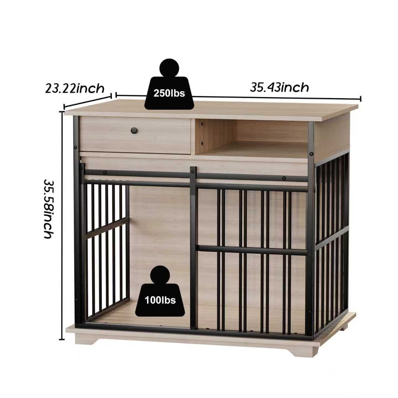 Dog Crate Furniture, Large Dog Cage Furniture with Tray for Medium