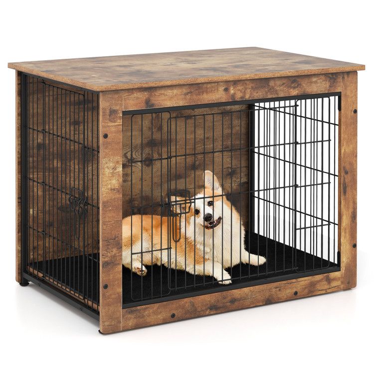 Dog Crate Furniture with Cushion and Double Doors for Small/Medium