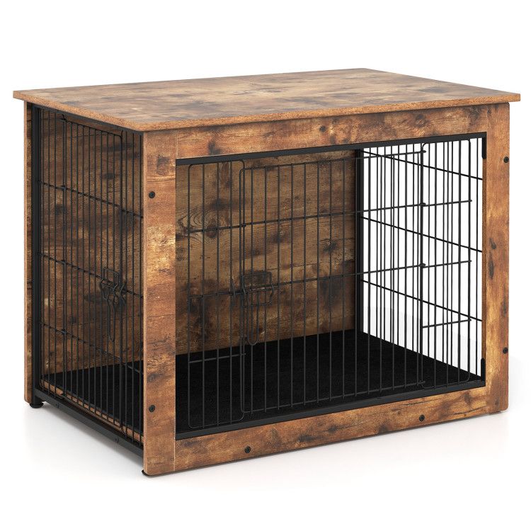 Dog Crate Furniture with Cushion and Double Doors for Small/Medium