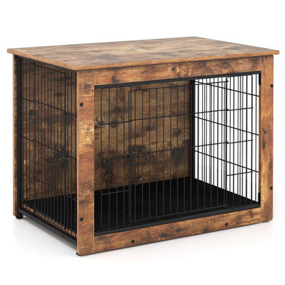 Dog Crate Furniture with Cushion and Double Doors for Small/Medium