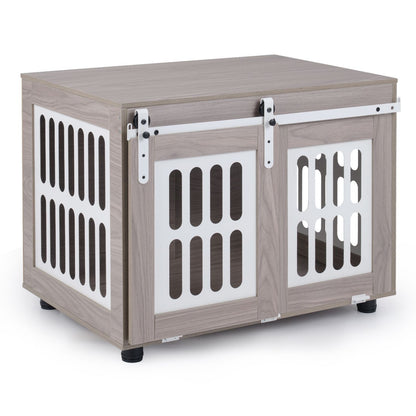 Dog Crate Furniture with Sliding Barn Door for Small Medium Dogs