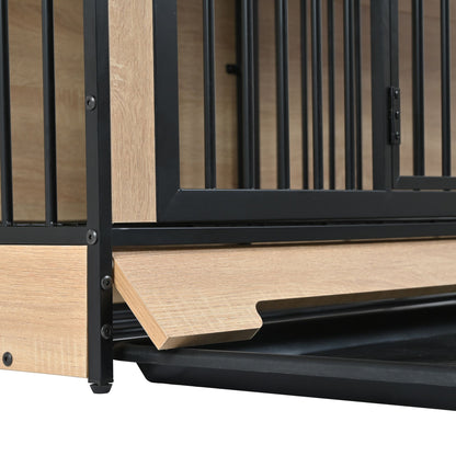 Dog Crate Furniture with Two Combined Room, XL Large Double Dog