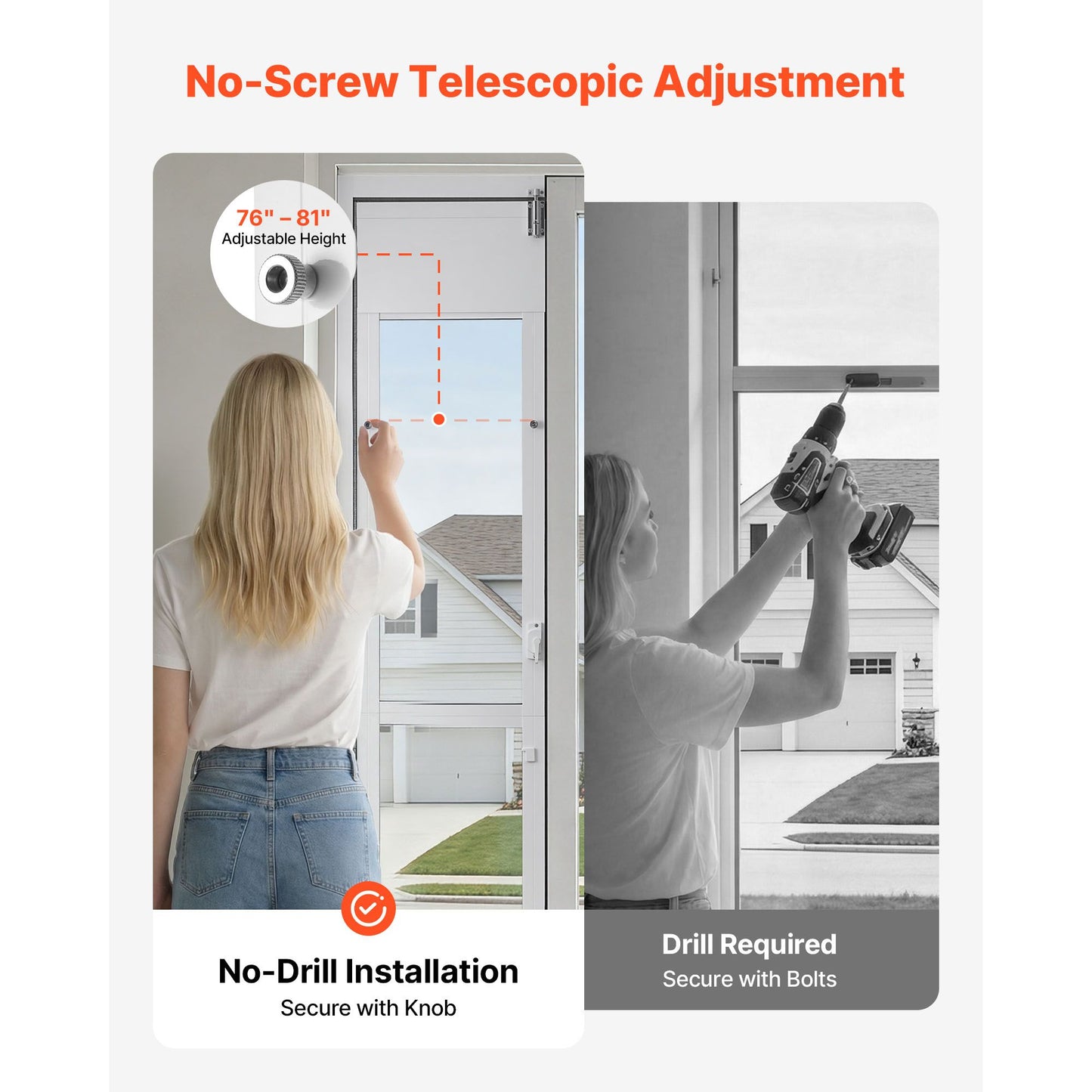 Dog Door for Sliding Glass Door, 75 7/8 Adjustable Height, Aluminum