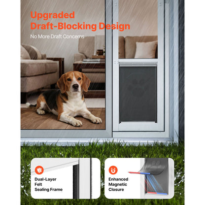 Dog Door for Sliding Glass Door, 75 7/8 Adjustable Height, Aluminum