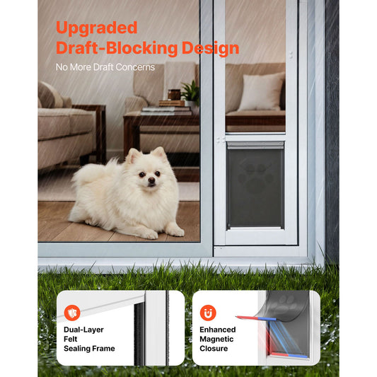Dog Door for Sliding Glass Door, 75 7/8 Adjustable Height, Aluminum