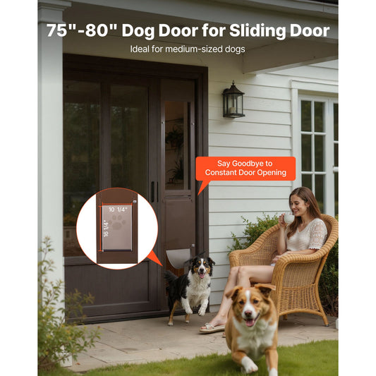 Dog Door for Sliding Glass Door, 75 7/8 to 80 11/16