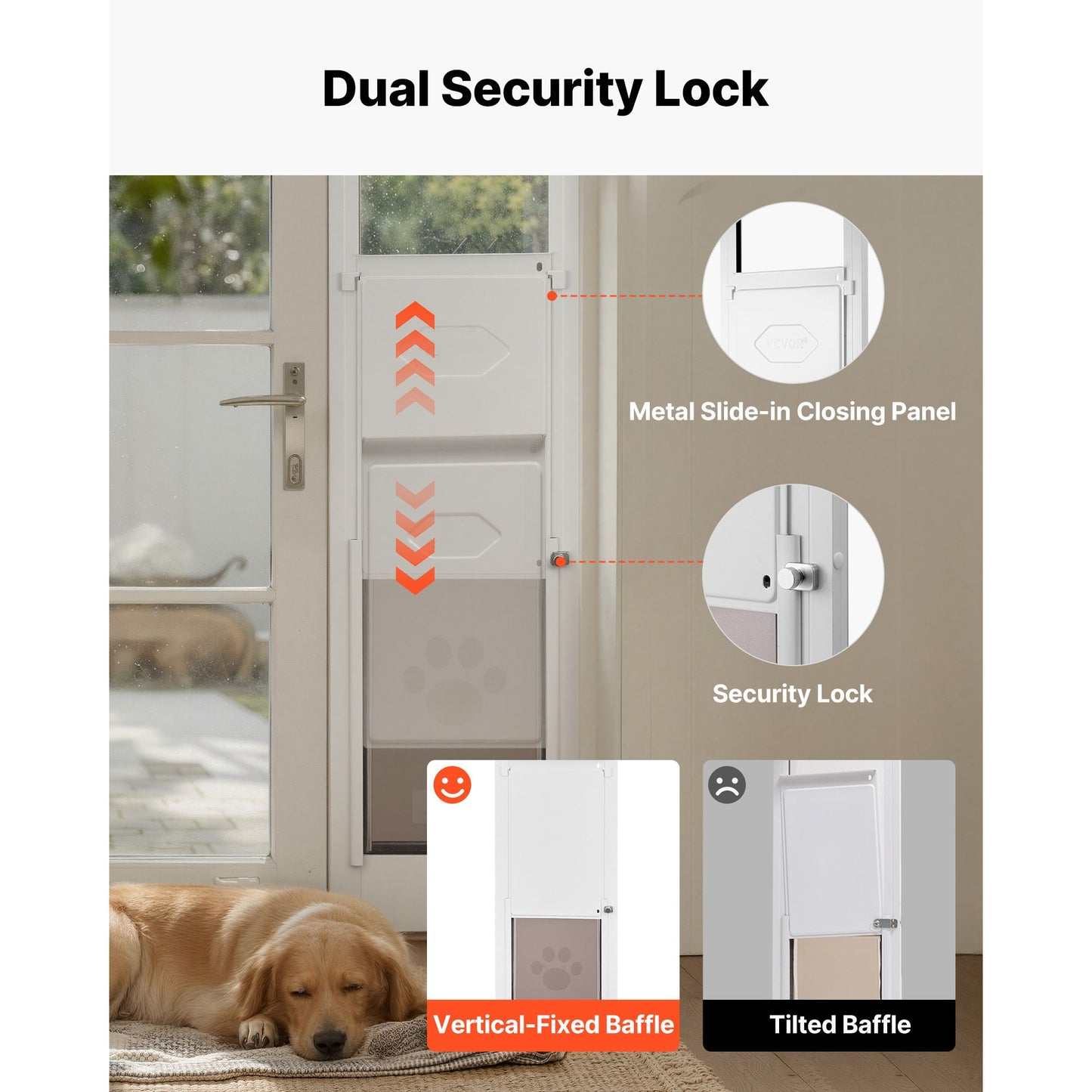 Dog Door for Sliding Glass Door, 91 to 96 in Adjustable Height