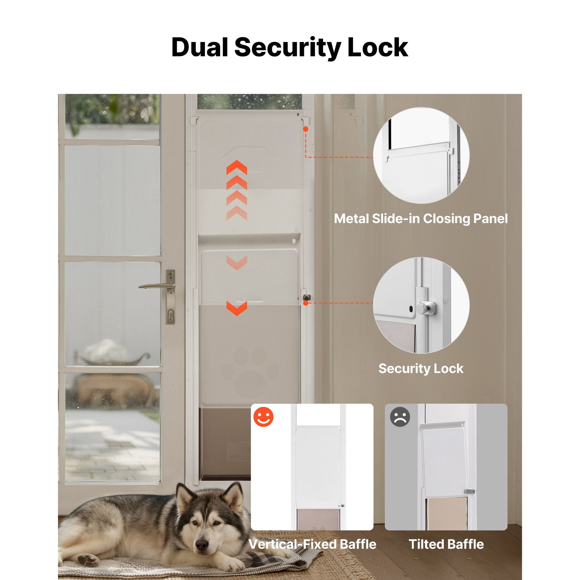 Dog Door for Sliding Glass Door, 91 to 96 in Adjustable Height