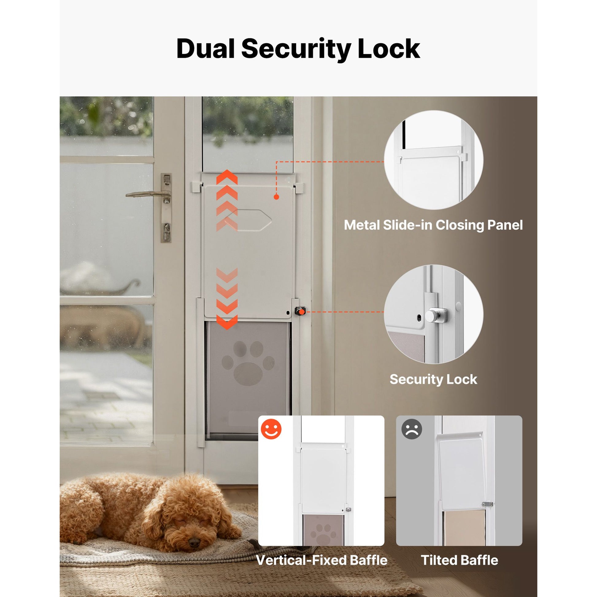Dog Door for Sliding Glass Door, 91 to 96 in Adjustable Height