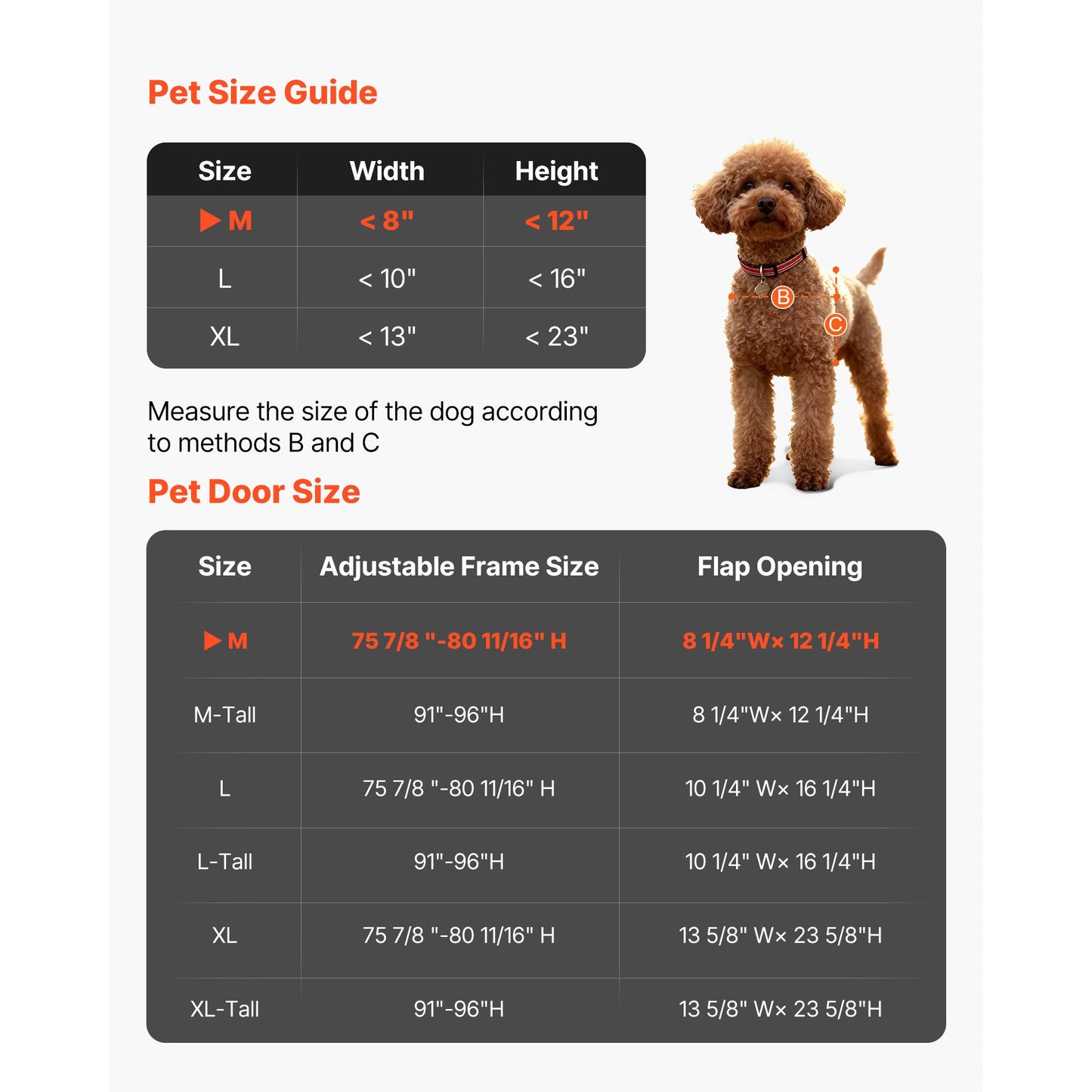 Dog Door for Sliding Glass Door, 91 to 96 in Adjustable Height