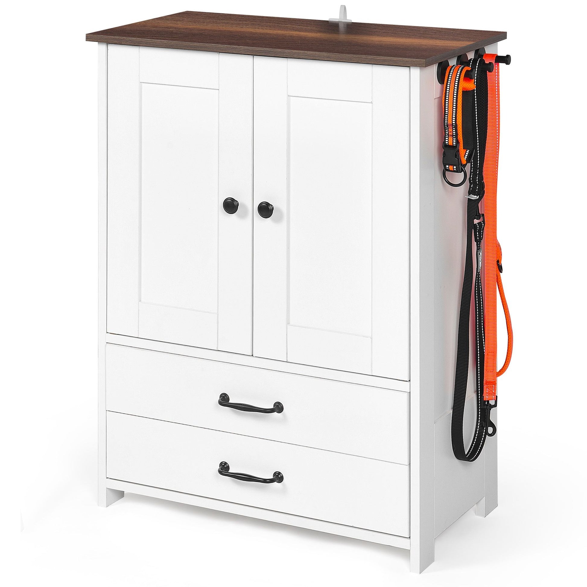 Dog Feeding Station, Double Door Locker with 2 Adjustable Dog