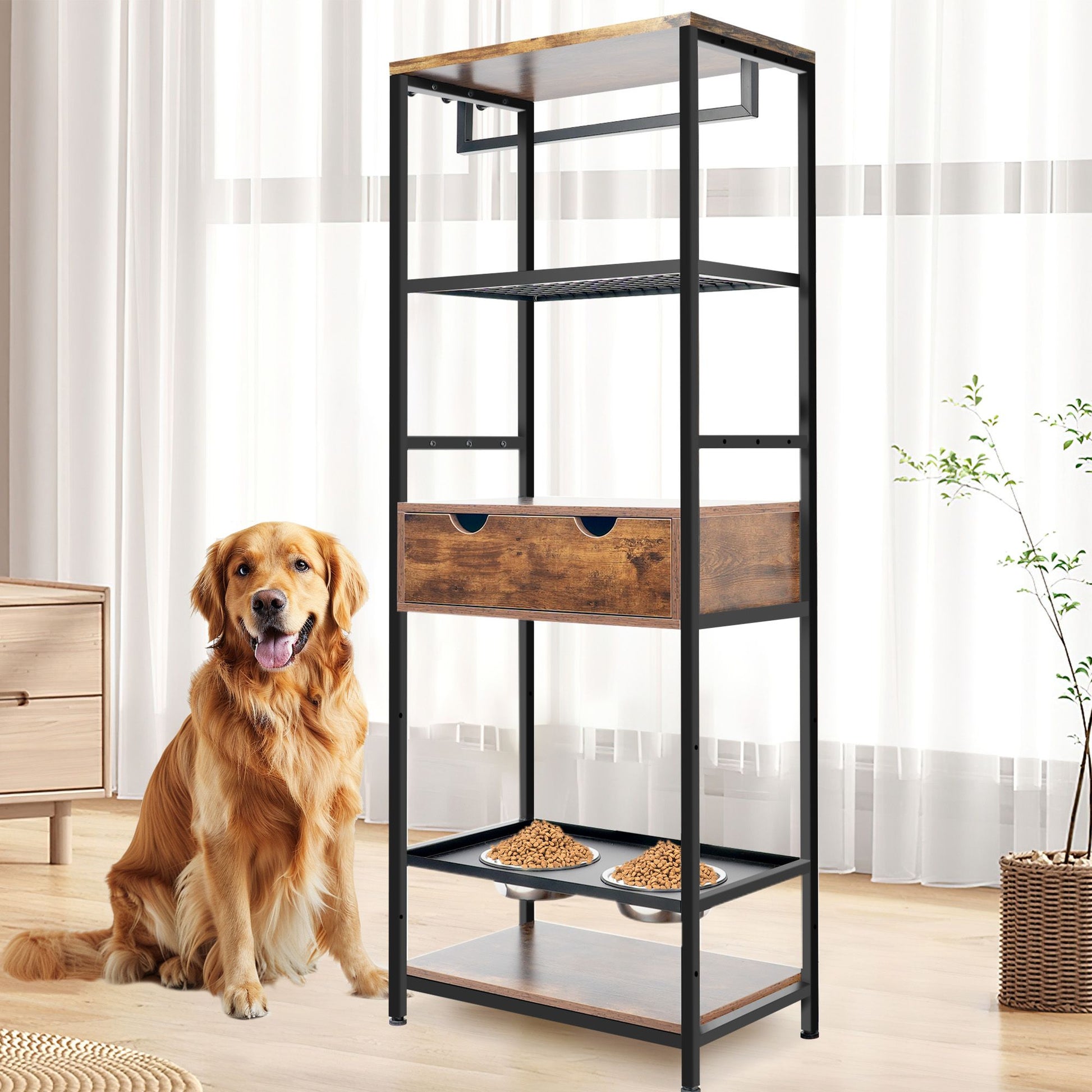 Dog Feeding Station,3 Height Adjustable Raised Dog Bowls, Dog