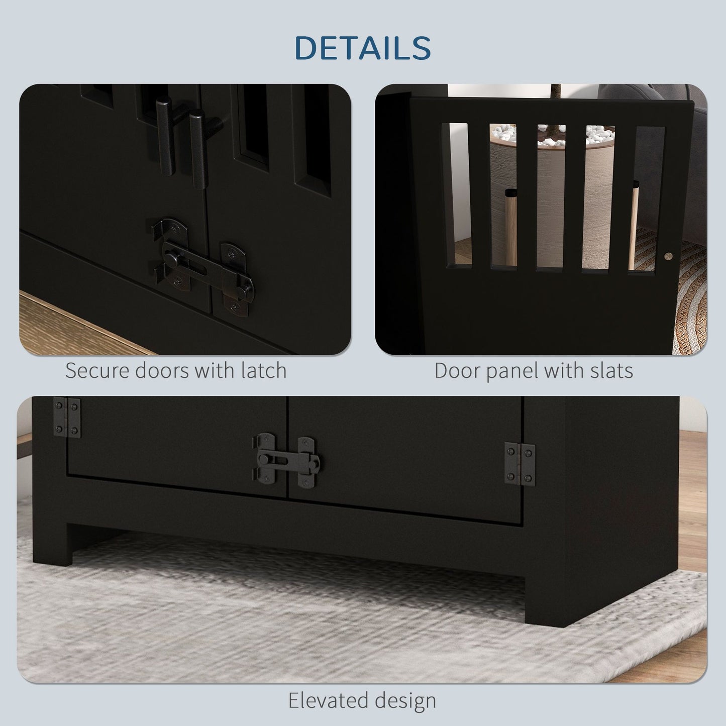 Dog Food Storage Cabinet with Bowls & Dog Feeding Station, Black