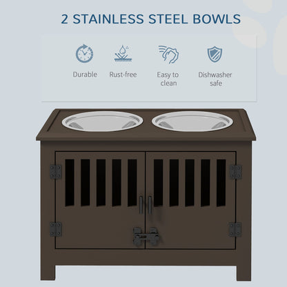 Dog Food Storage Cabinet with Bowls & Dog Feeding Station, Espresso