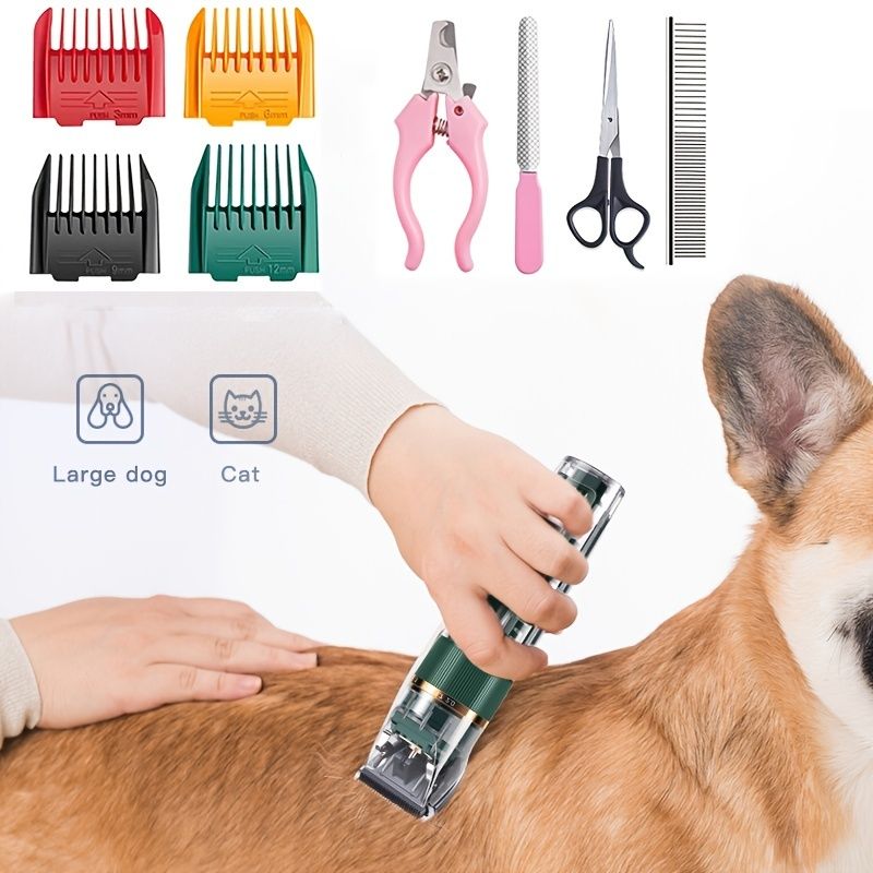 Dog Hair Clippers Set Low Noise Rechargeable Cordless for Dogs; Dog