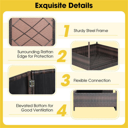Dog House Outdoor with Canopy, Rattan Dog Bed with Water-Resistant
