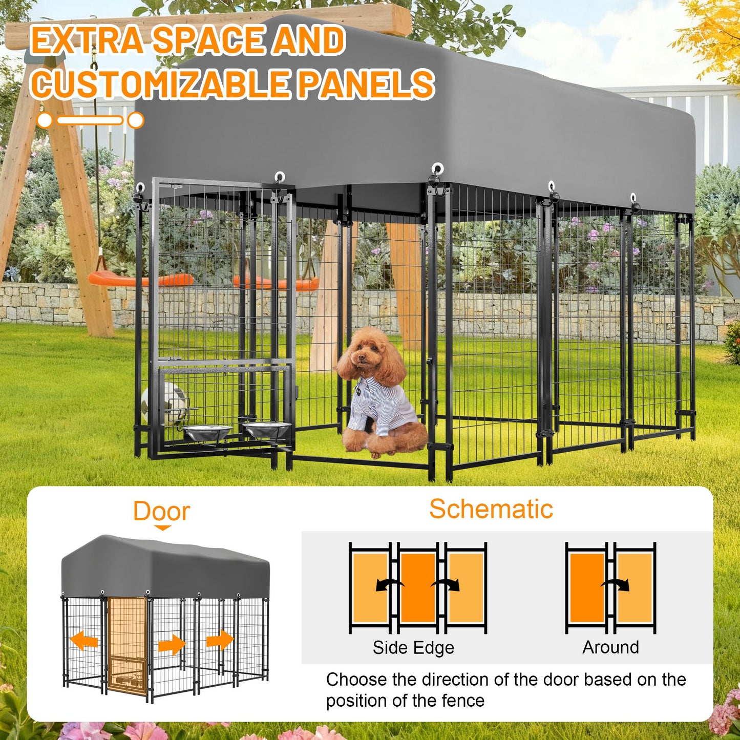 Dog Kennel Outdoor with Roof, 4.23 X4.83' Welded Wire Enclosure