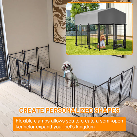 Dog Kennel Outdoor with Roof, 4.23 X4.83' Welded Wire Enclosure
