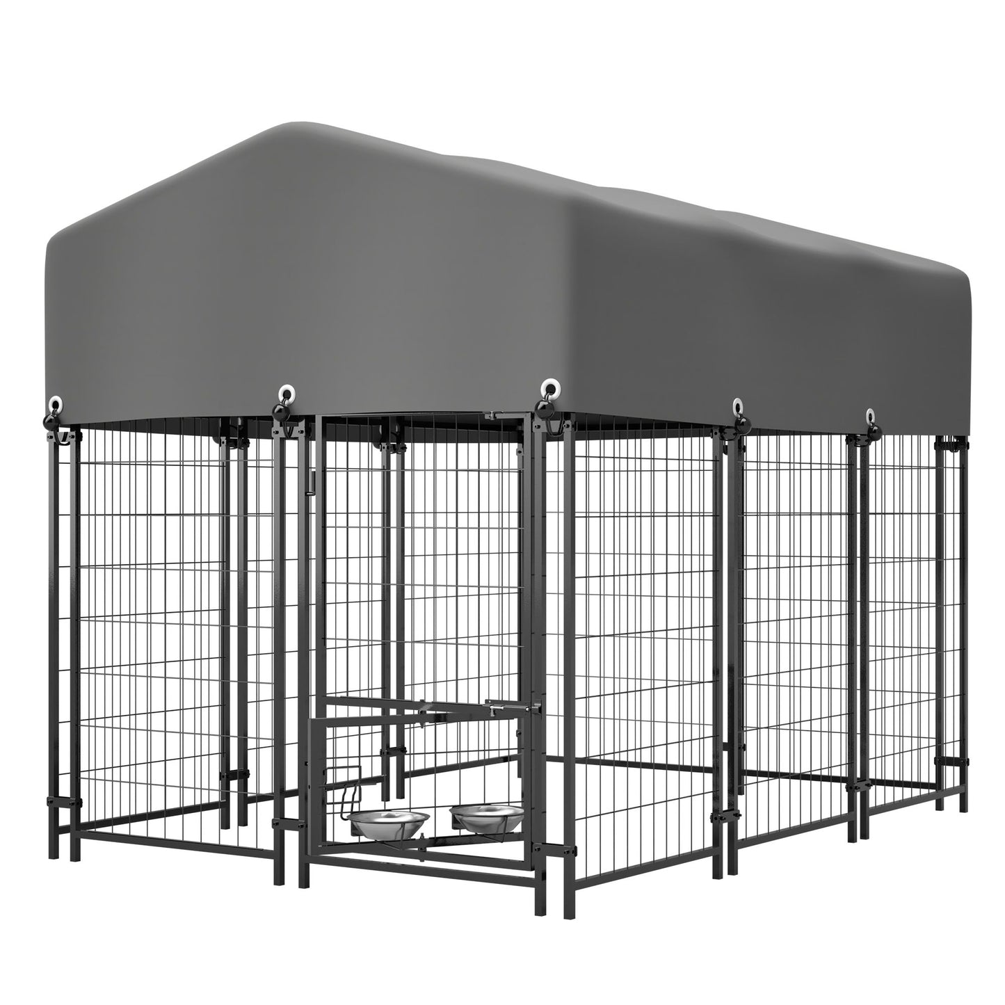 Dog Kennel Outdoor with Roof, 4.23 X4.83' Welded Wire Enclosure