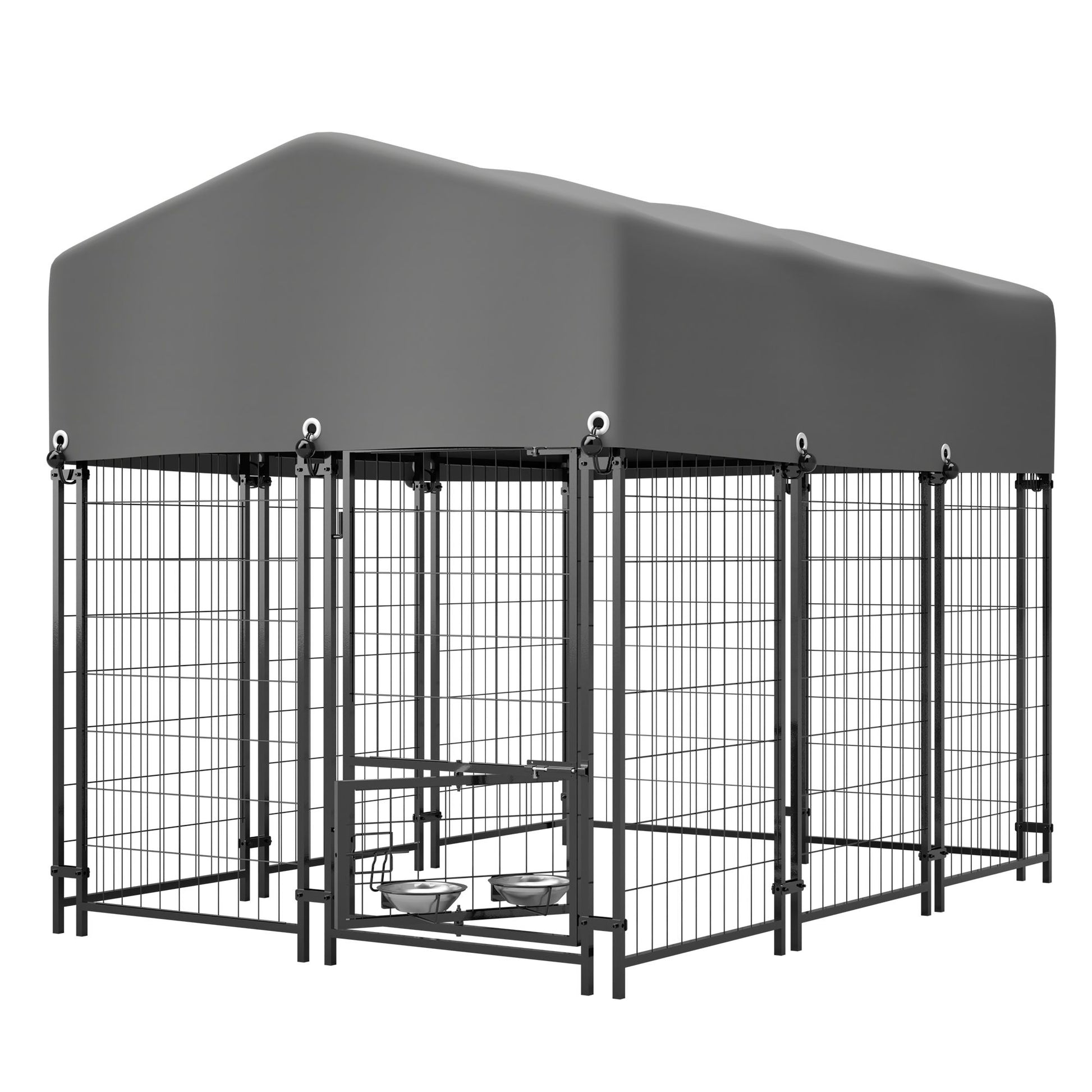 Dog Kennel Outdoor with Roof, 4.23 X4.83' Welded Wire Enclosure