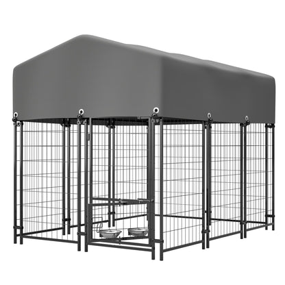 Dog Kennel Outdoor with Roof, 4.23 X4.83' Welded Wire Enclosure