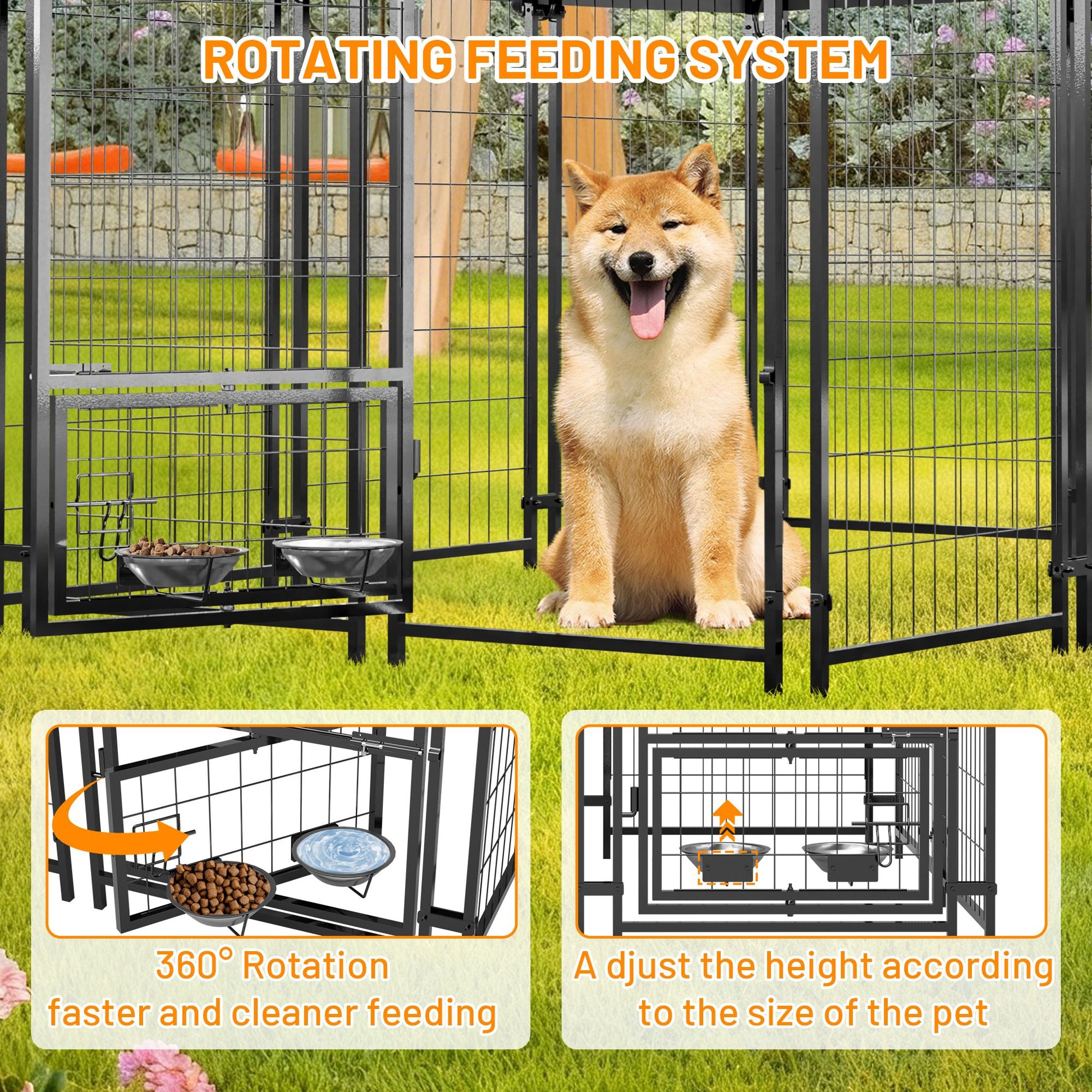 Dog Kennel Outdoor with Roof, 4.23 X4.83' Welded Wire Enclosure