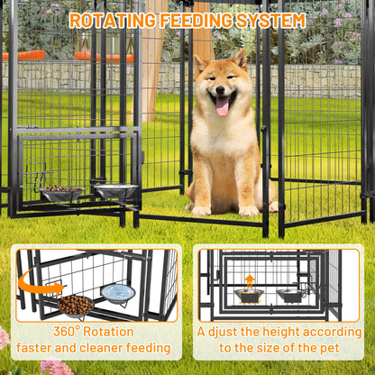 Dog Kennel Outdoor with Roof, 4.23 X4.83' Welded Wire Enclosure