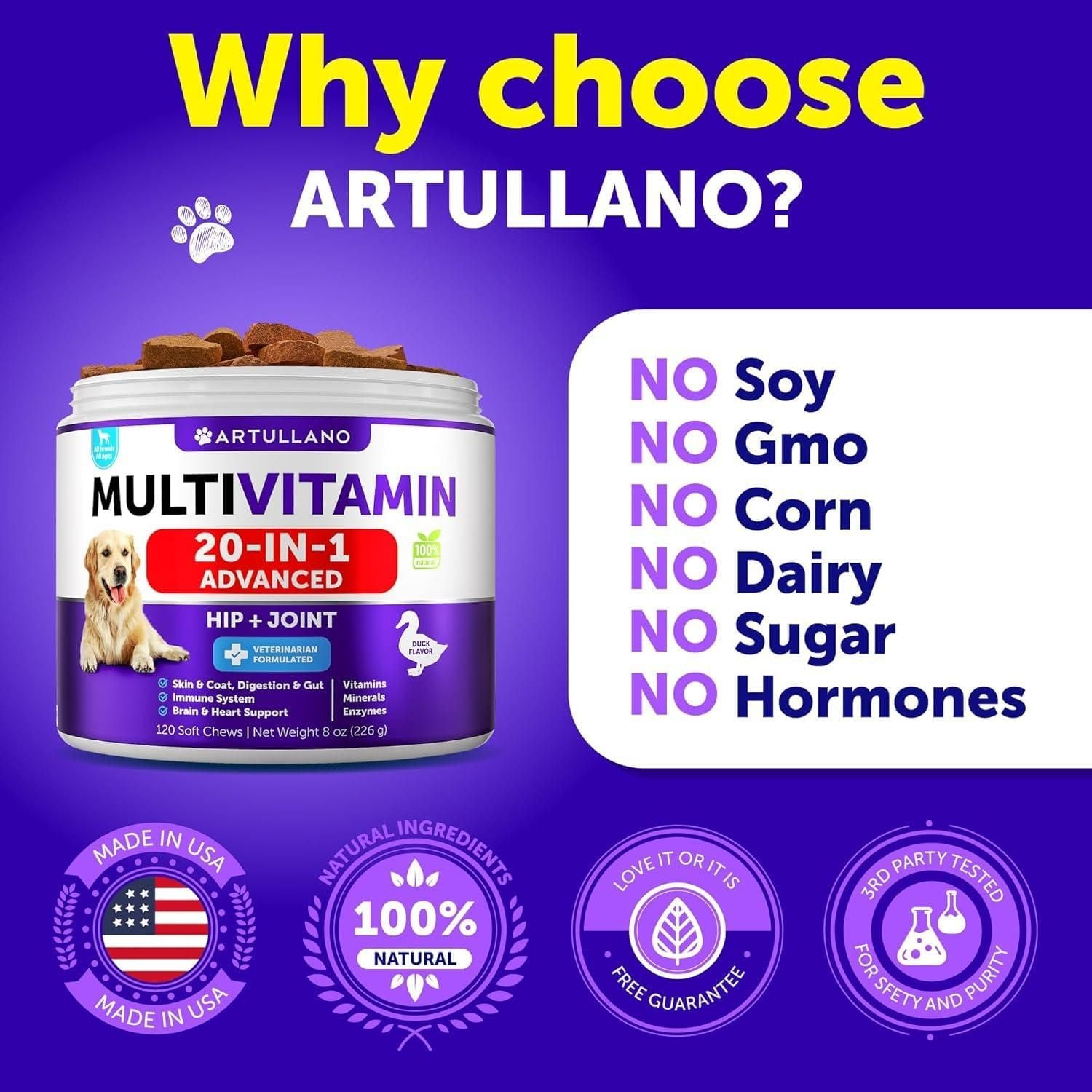 20-in-1 Dog Multivitamin Chews with Glucosamine, Puppy to Senior
