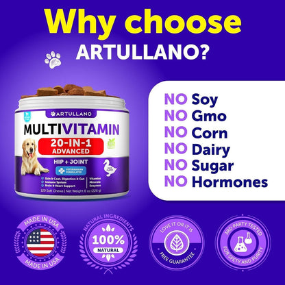 20-in-1 Dog Multivitamin Chews with Glucosamine, Puppy to Senior
