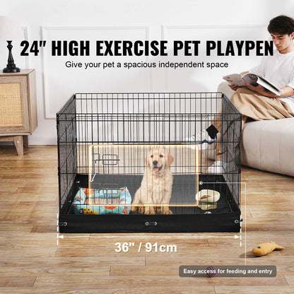 Dog Playpen, 4 Pcs 24 X 36 in Panels Foldable Metal Pet Exercise