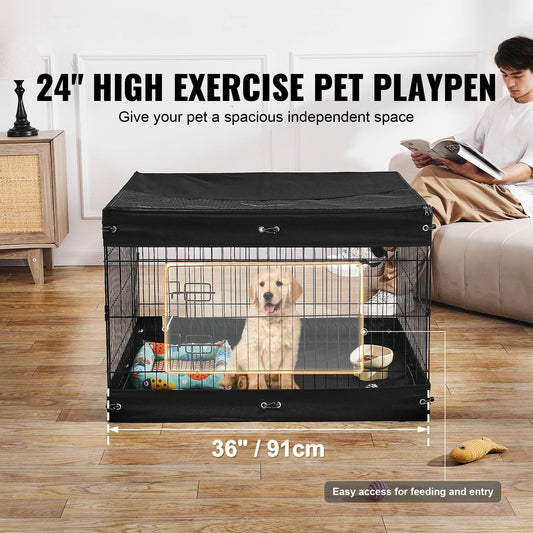 Dog Playpen, 4 Pcs 24 X 36 in Panels Foldable Metal Pet Exercise