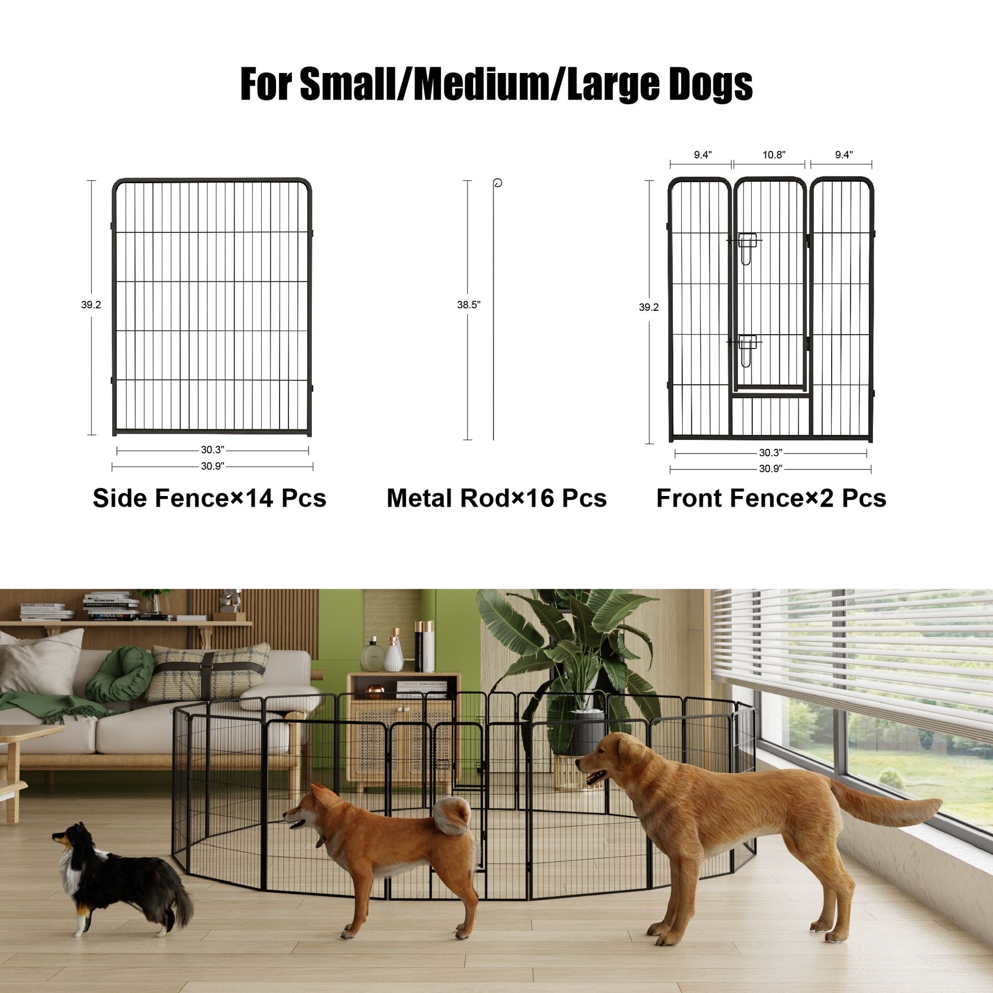 Dog Playpen, 40 Inch 16 Panels Puppy Playpen, Dog Exercise Pen
