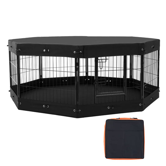 Dog Playpen, 8 Pcs 24 X 24 in Panels Foldable Metal Pet Exercise