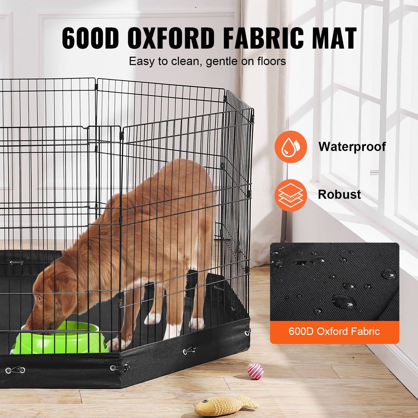 Dog Playpen, 8 Pcs 30 W Panels Foldable Metal Pet Exercise Pen, Dog