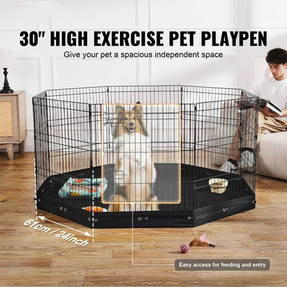 Dog Playpen, 8 Pcs 30 W Panels Foldable Metal Pet Exercise Pen, Dog
