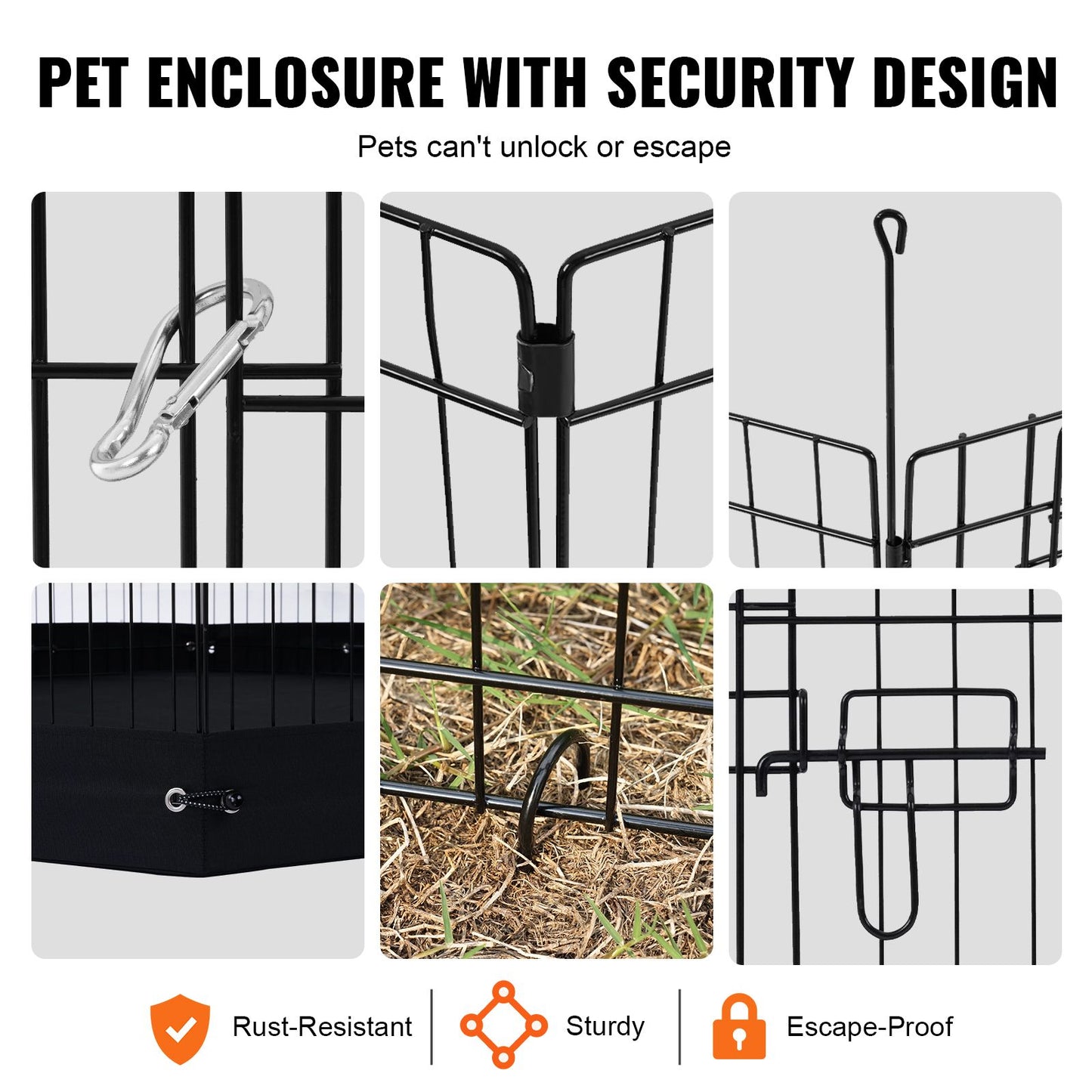 Dog Playpen, 8 Pcs 30 W Panels Foldable Metal Pet Exercise Pen, Dog