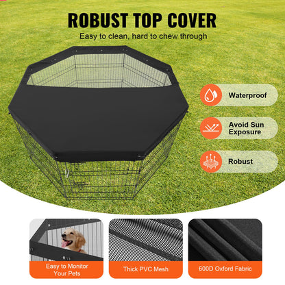 Dog Playpen, 8 Pcs 30 W Panels Foldable Metal Pet Exercise Pen, Dog