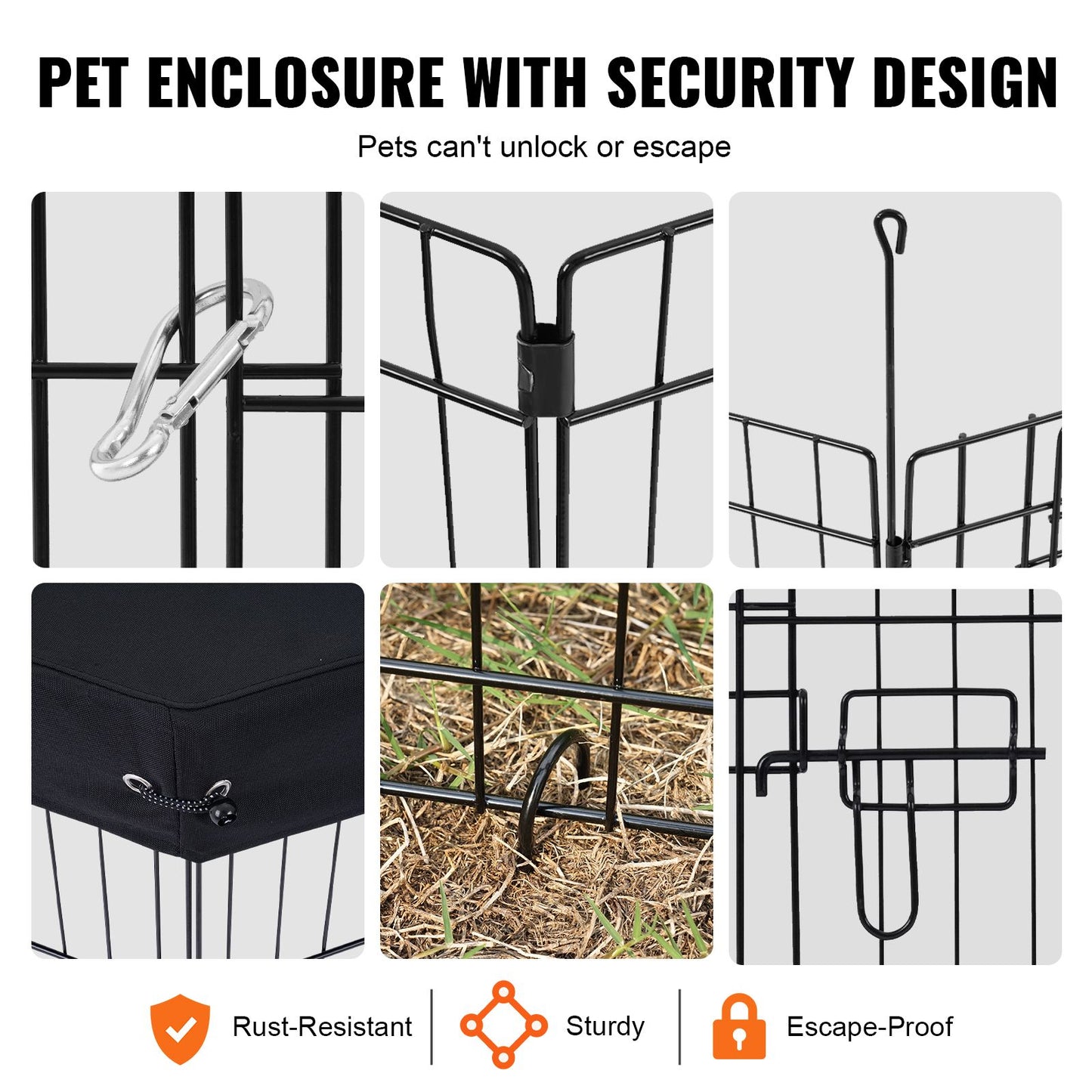 Dog Playpen, 8 Pcs 30 W Panels Foldable Metal Pet Exercise Pen, Dog